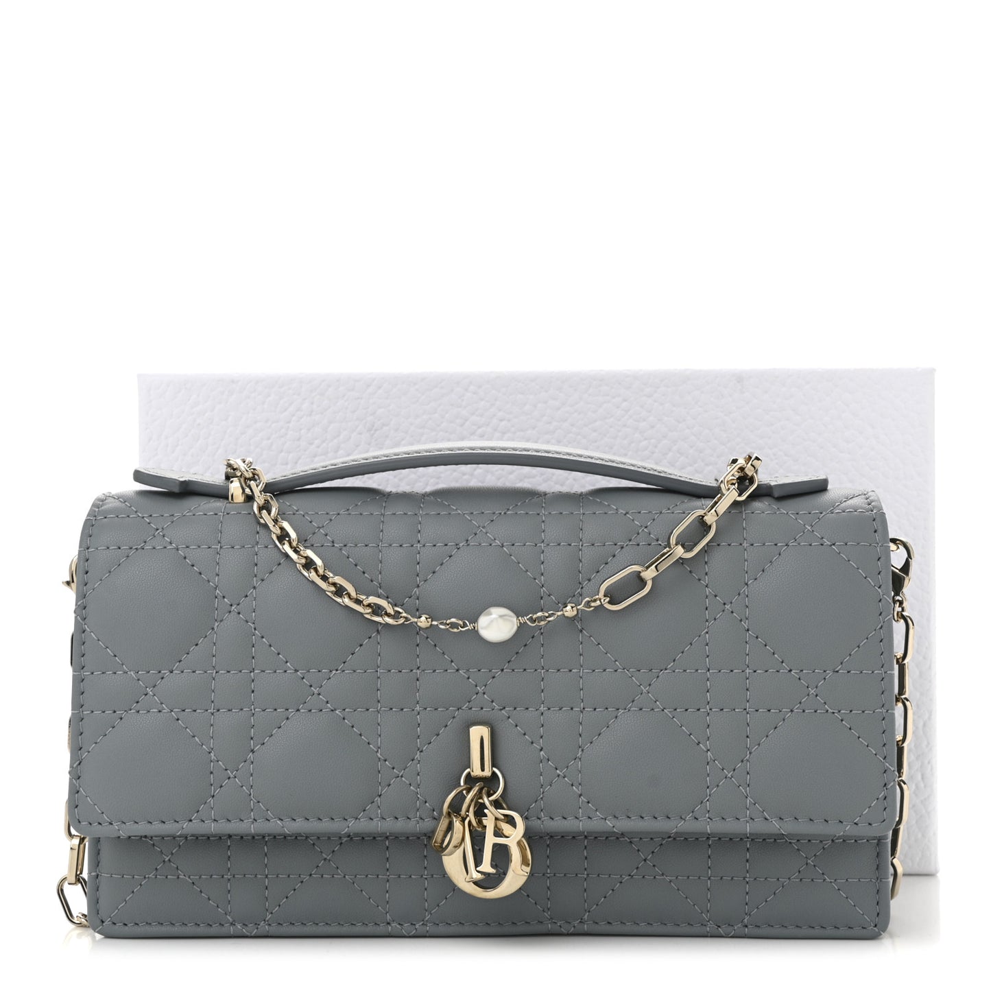 Lambskin Cannage Mini My Dior Top Handle Clutch Cloud Blue