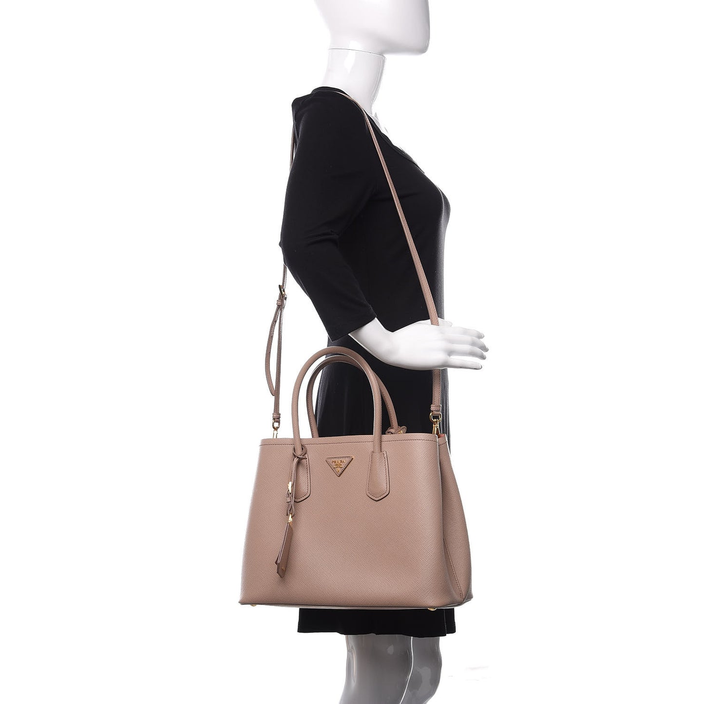 Saffiano Cuir Small Double Bag Cammeo Rosa