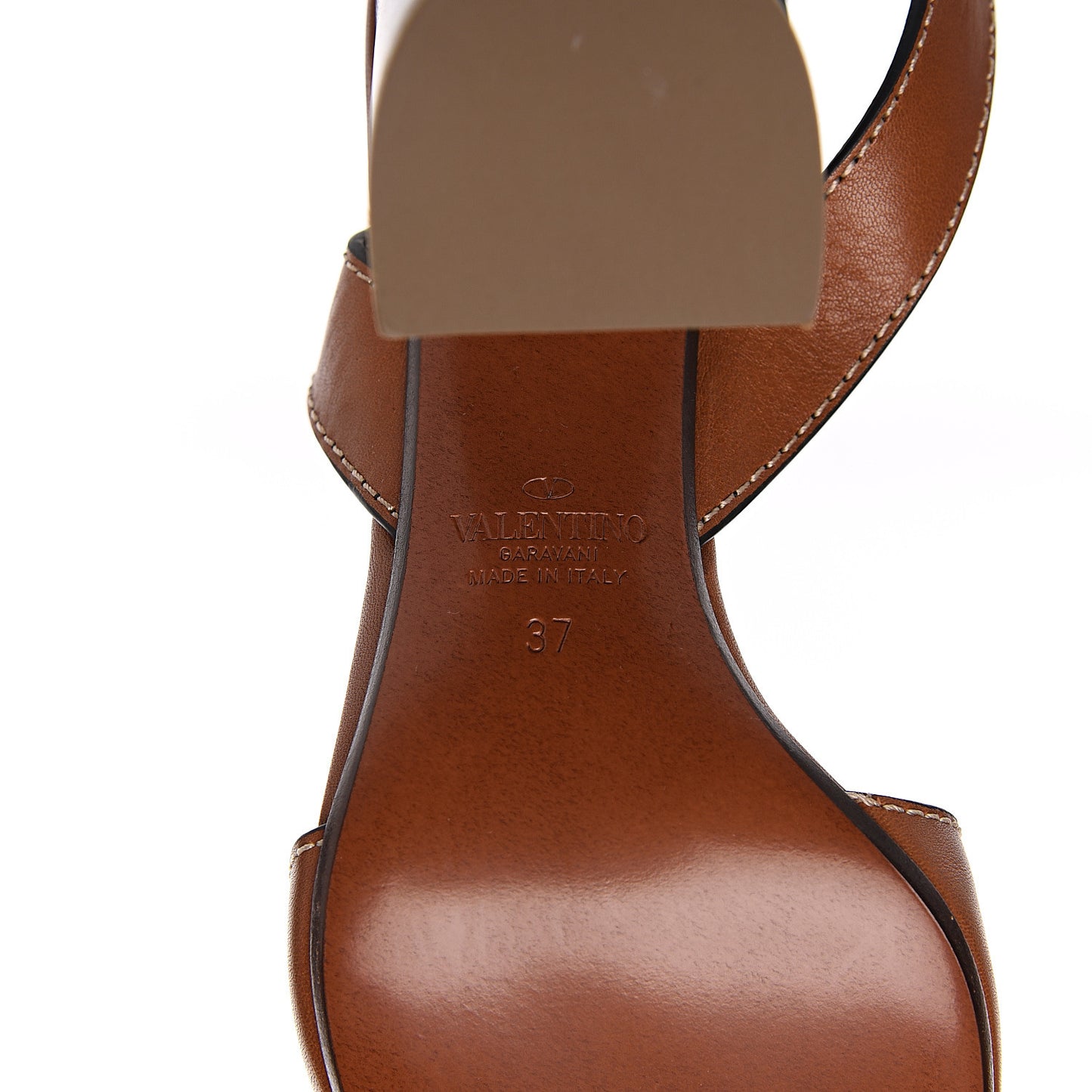 Grainy Cowhide VLogo Sandals 37 Cuoio
