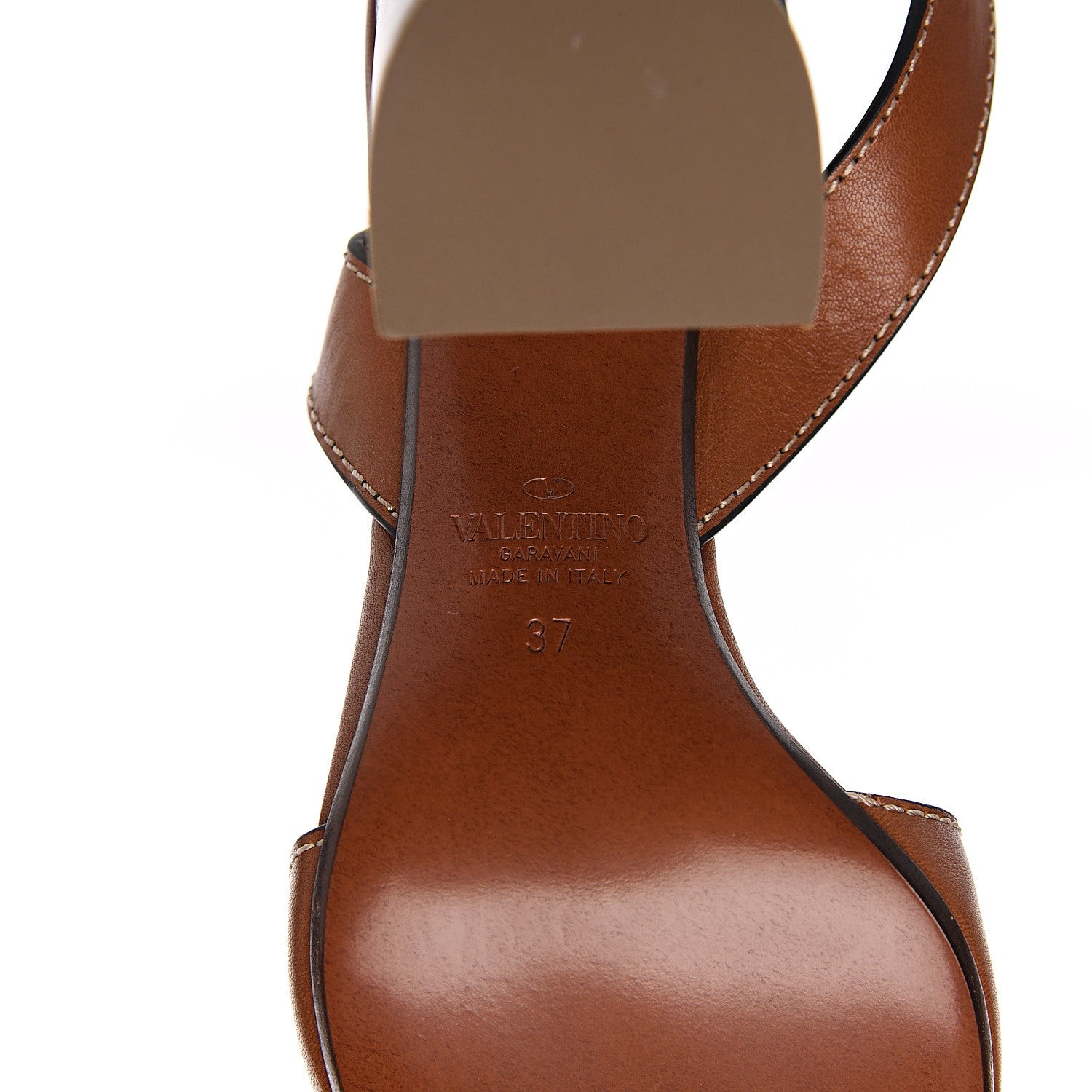 Valentino Garavani Grainy Cowhide VLogo Sandals 37 Cuoio 7 of 9