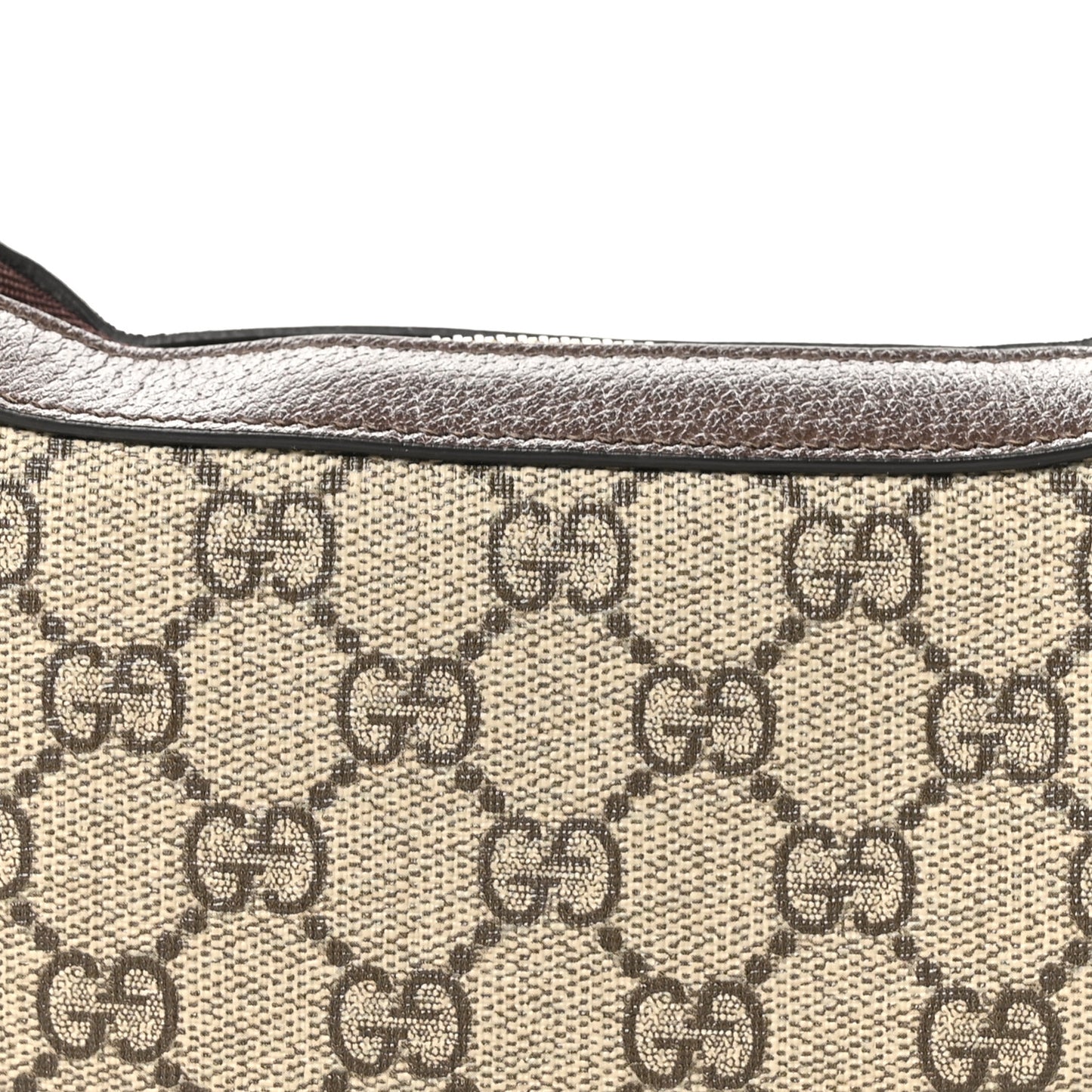 GG Supreme Monogram Textured Calfskin Web Mini Ophidia Half Moon Hobo Beige Ebony New Acero