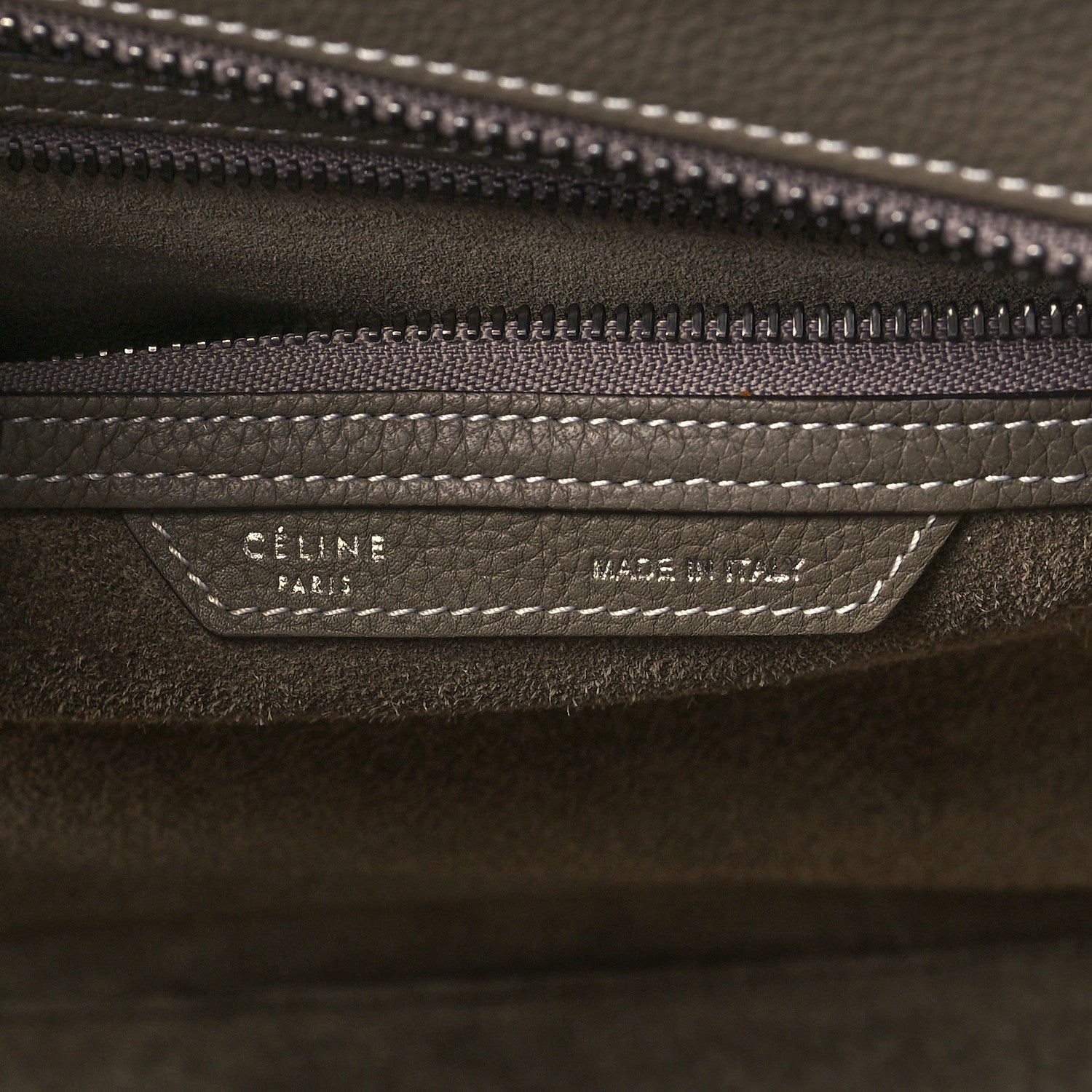 Celine Drummed Calfskin Mini Luggage Bag Souris 5 of 8