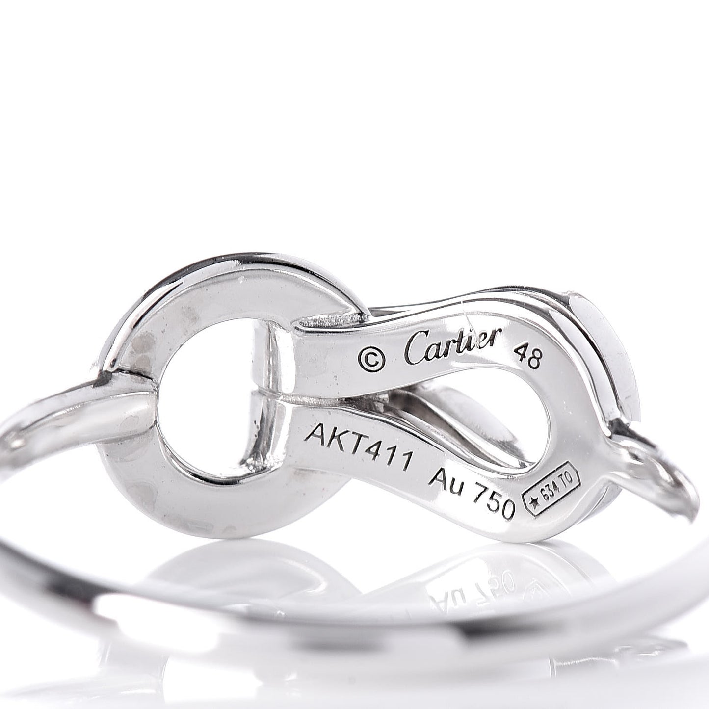 18K White Gold Diamond 8mm Agrafe Ring 48 4.5