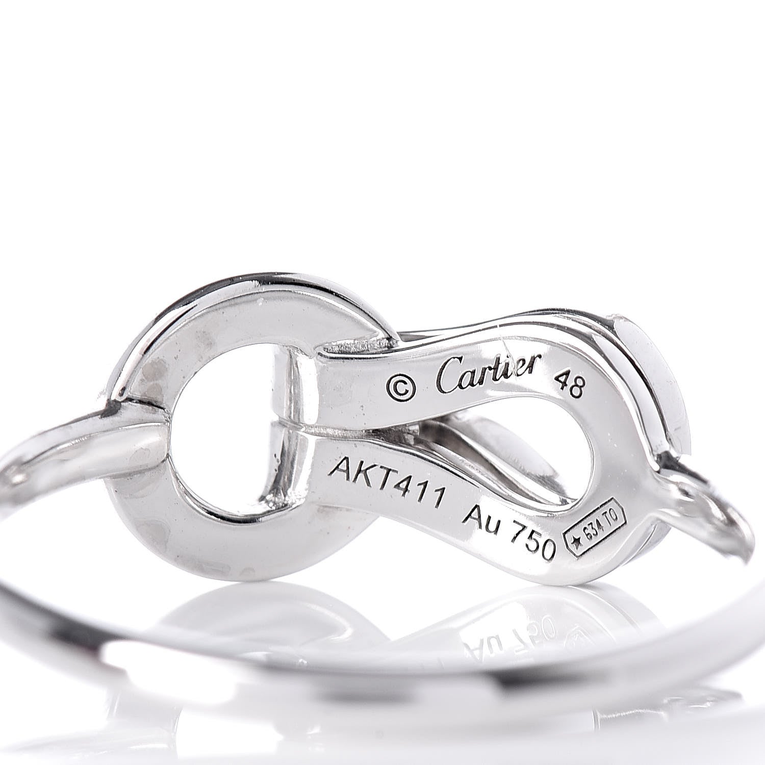 Cartier 18K White Gold Diamond 8mm Agrafe Ring 48 4.5 5 of 6