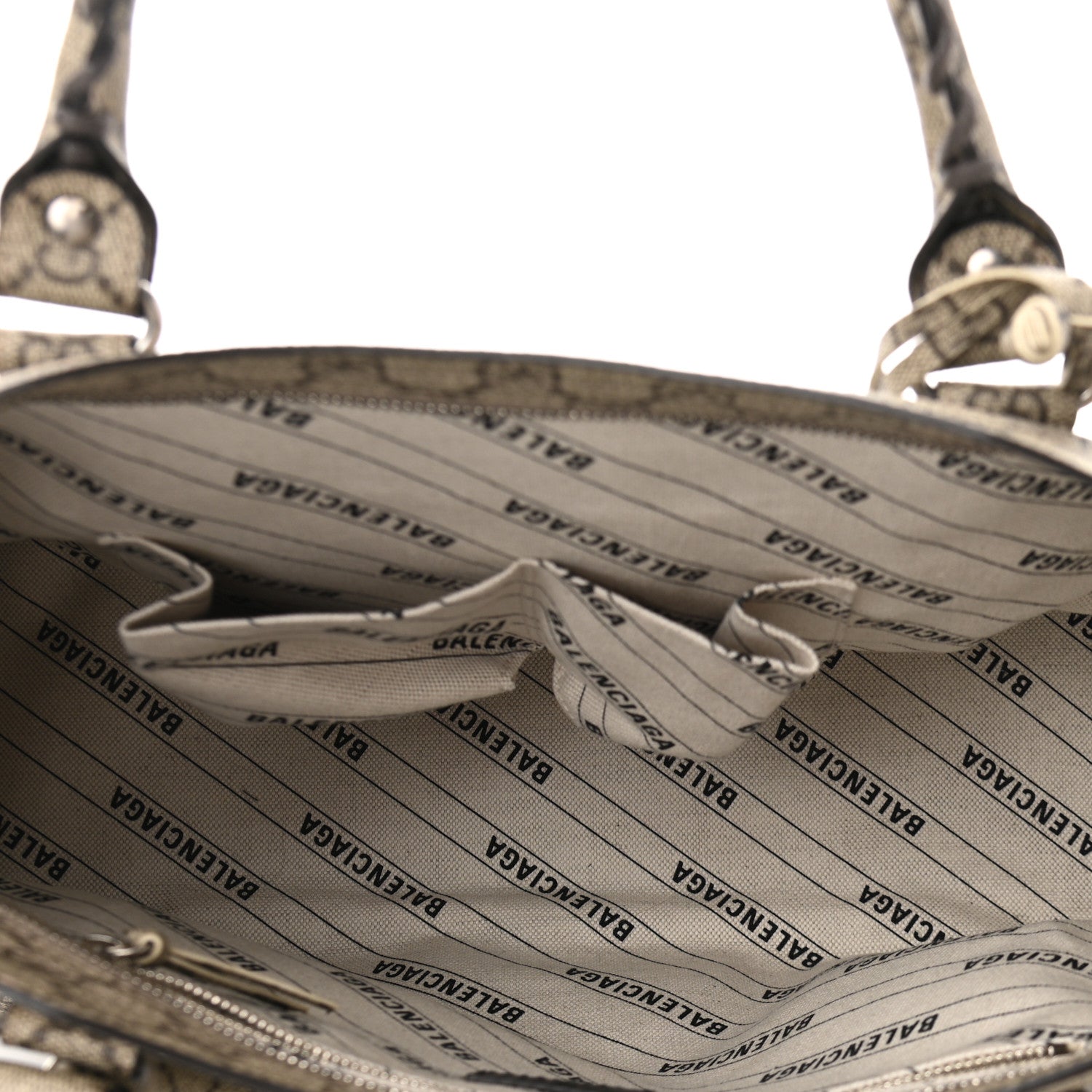 Balenciaga X GUCCI GG Supreme Monogram Neo Classic Silver Hardware City Beige Ebony 5 of 9