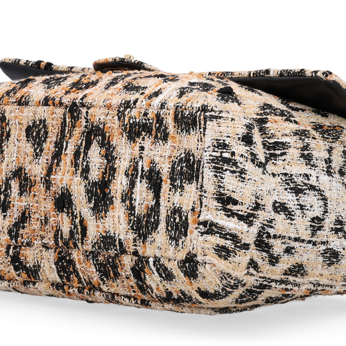 Tweed Mixed Fibers Leopard Print Souplissimo Maxi Flap Brown Black White