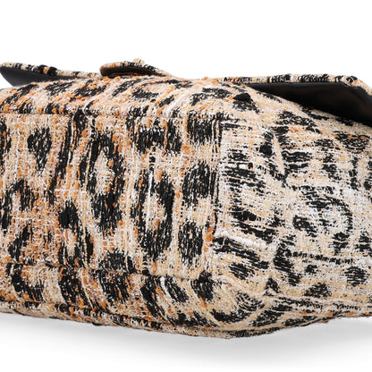 Chanel Tweed Mixed Fibers Leopard Print Souplissimo Maxi Flap Brown Black White 10 of 10