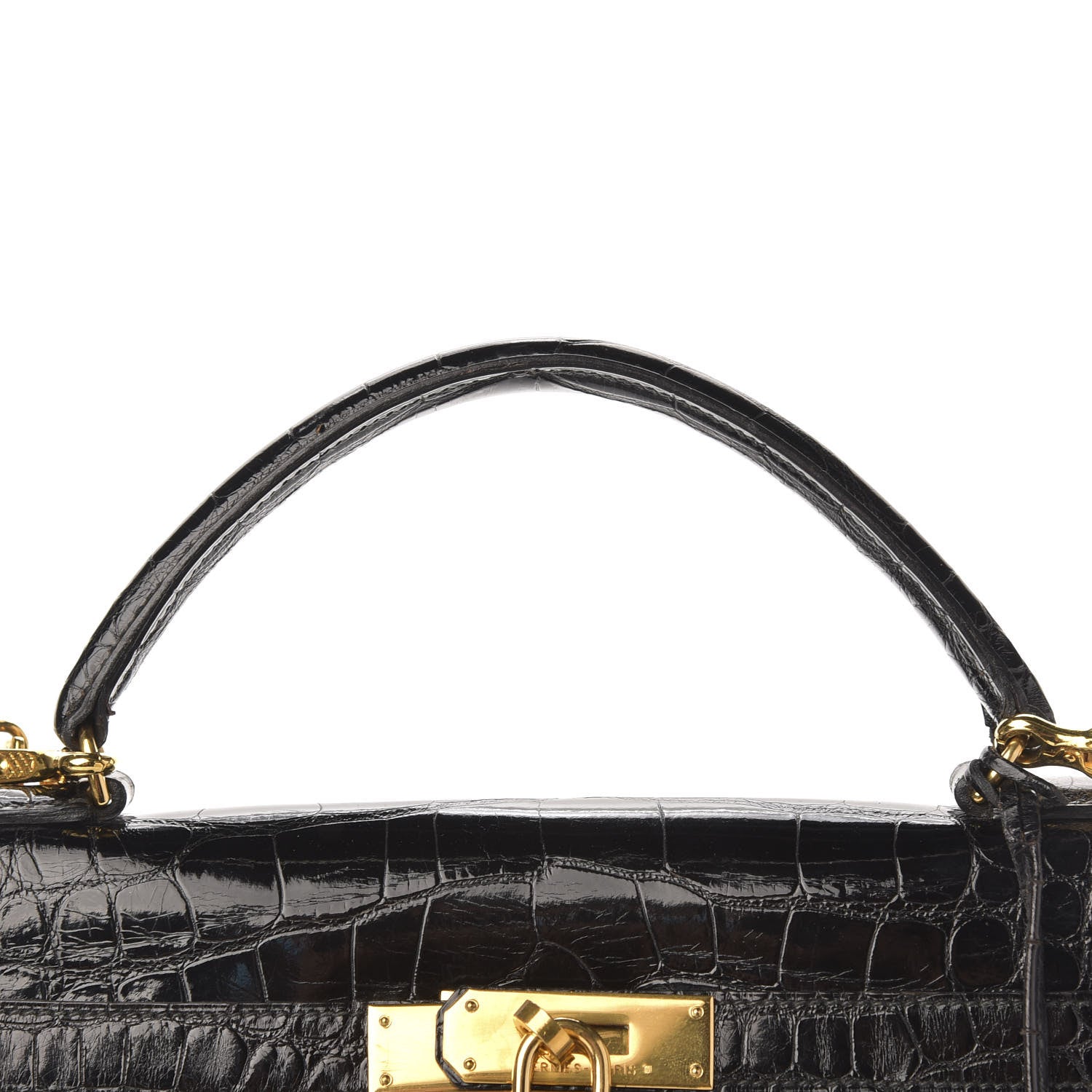 Hermes Shiny Crocodile Kelly Sellier 32 Black 18 of 22