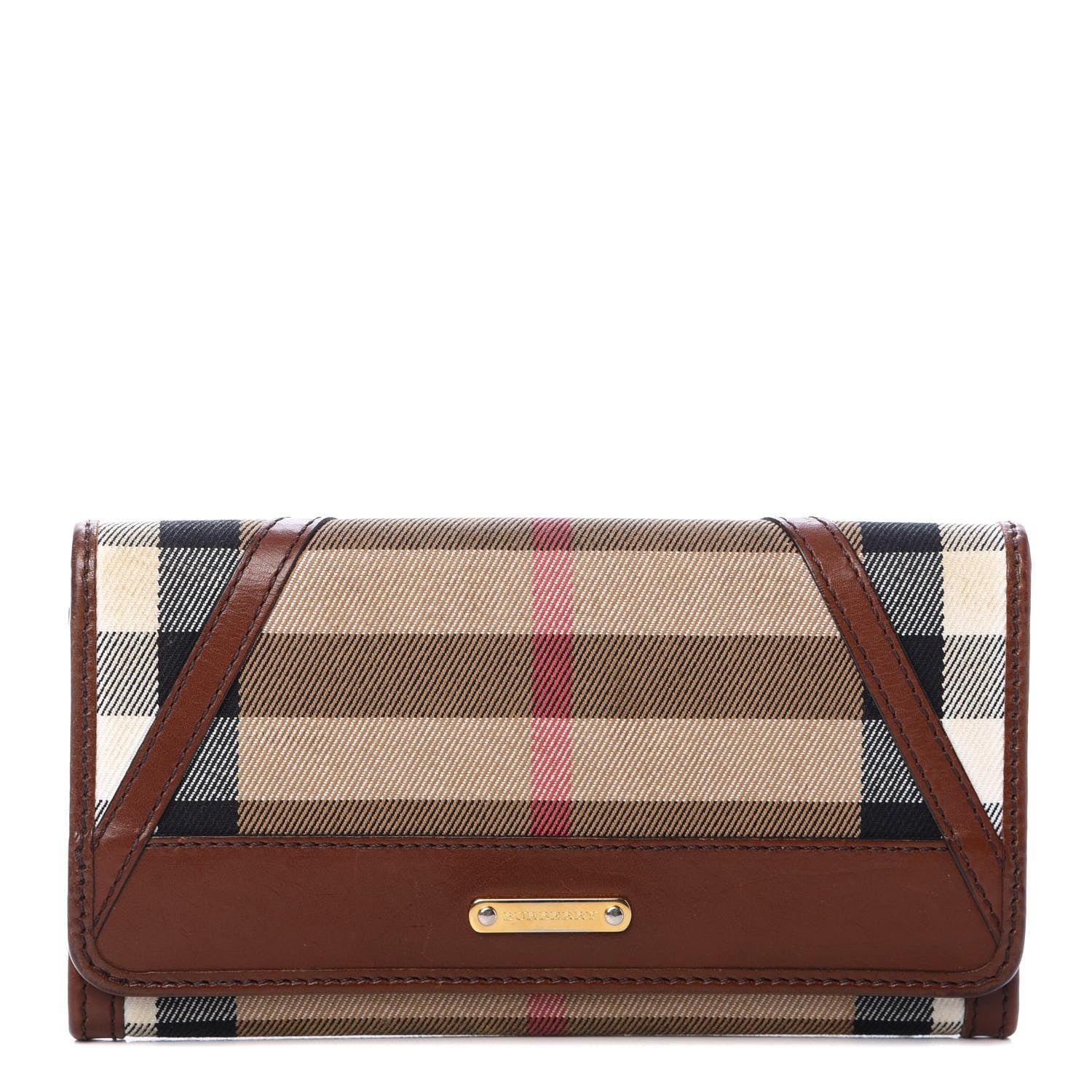 Burberry House Check Bridle Calfskin Penrose Continental Wallet Dark Tan 1 of 9
