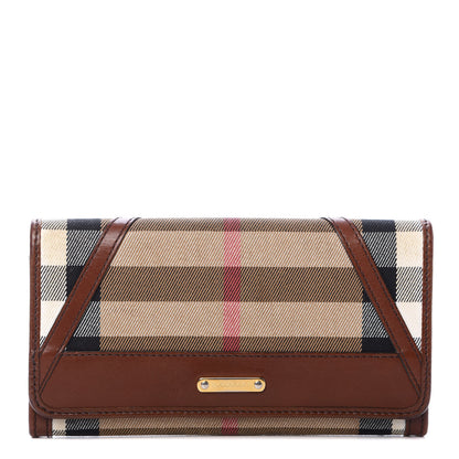 Burberry House Check Bridle Calfskin Penrose Continental Wallet Dark Tan 1 of 9