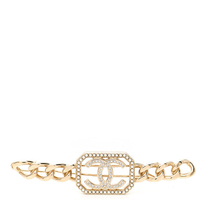 Chanel Crystal Chain CC Vendome Hair Clip Barrette Gold 1 of 3
