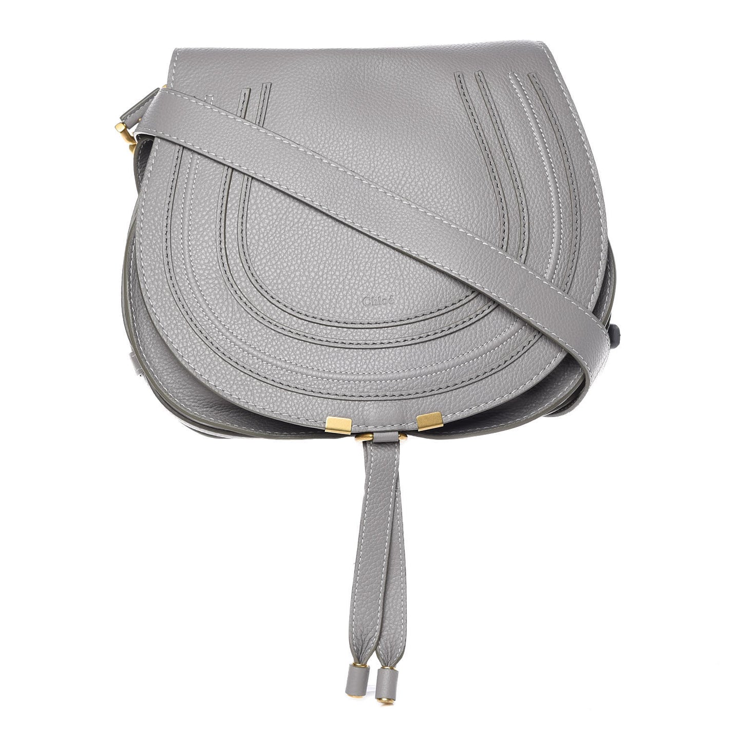 Calfskin Medium Marcie Round Crossbody Bag Cashmere Grey