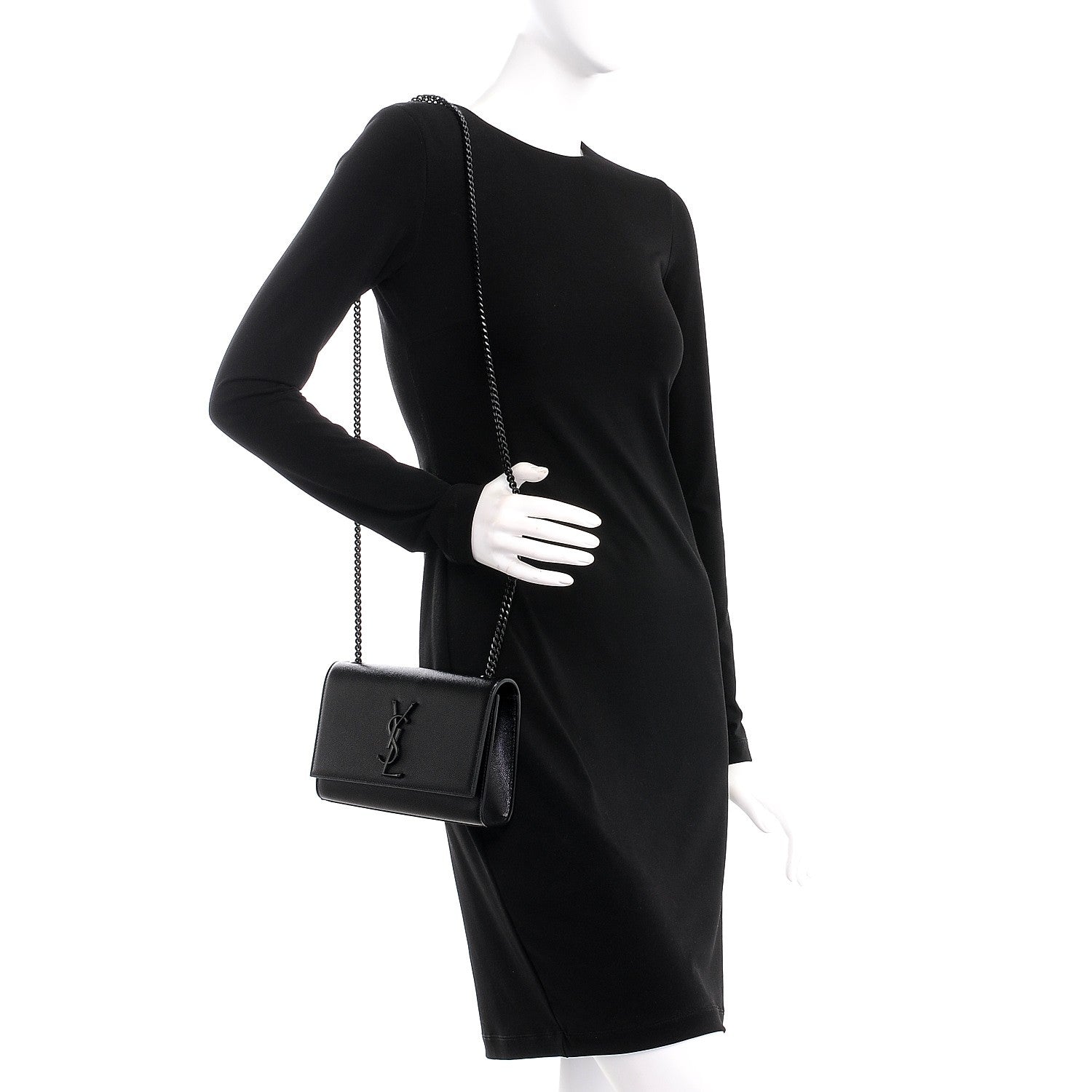 Saint Laurent Grain De Poudre Small Monogram Kate Satchel Black 2 of 6