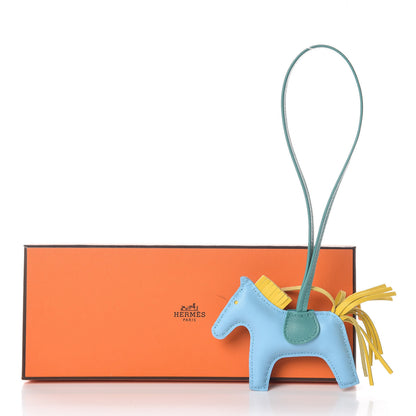 Hermes Milo Lambskin Grigri Rodeo Horse Bag Charm PM Celeste Jaune de Naples Vert Verone 4 of 4