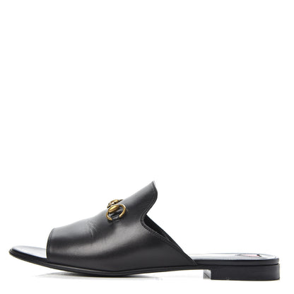 Gucci Malaga Kid Horsebit Slide Sandals 37.5 Black 1 of 11