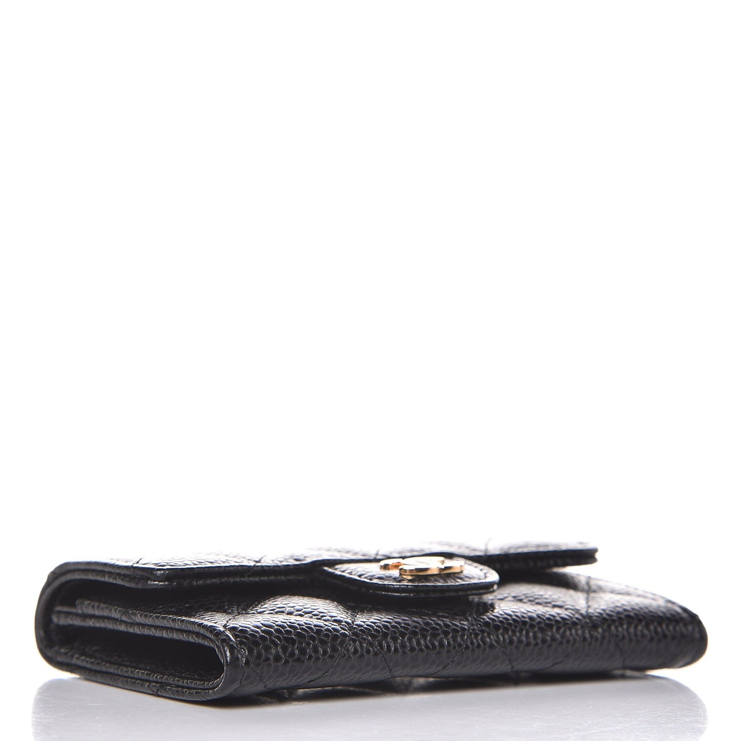 Caviar Quilted Flap Card Holder Black