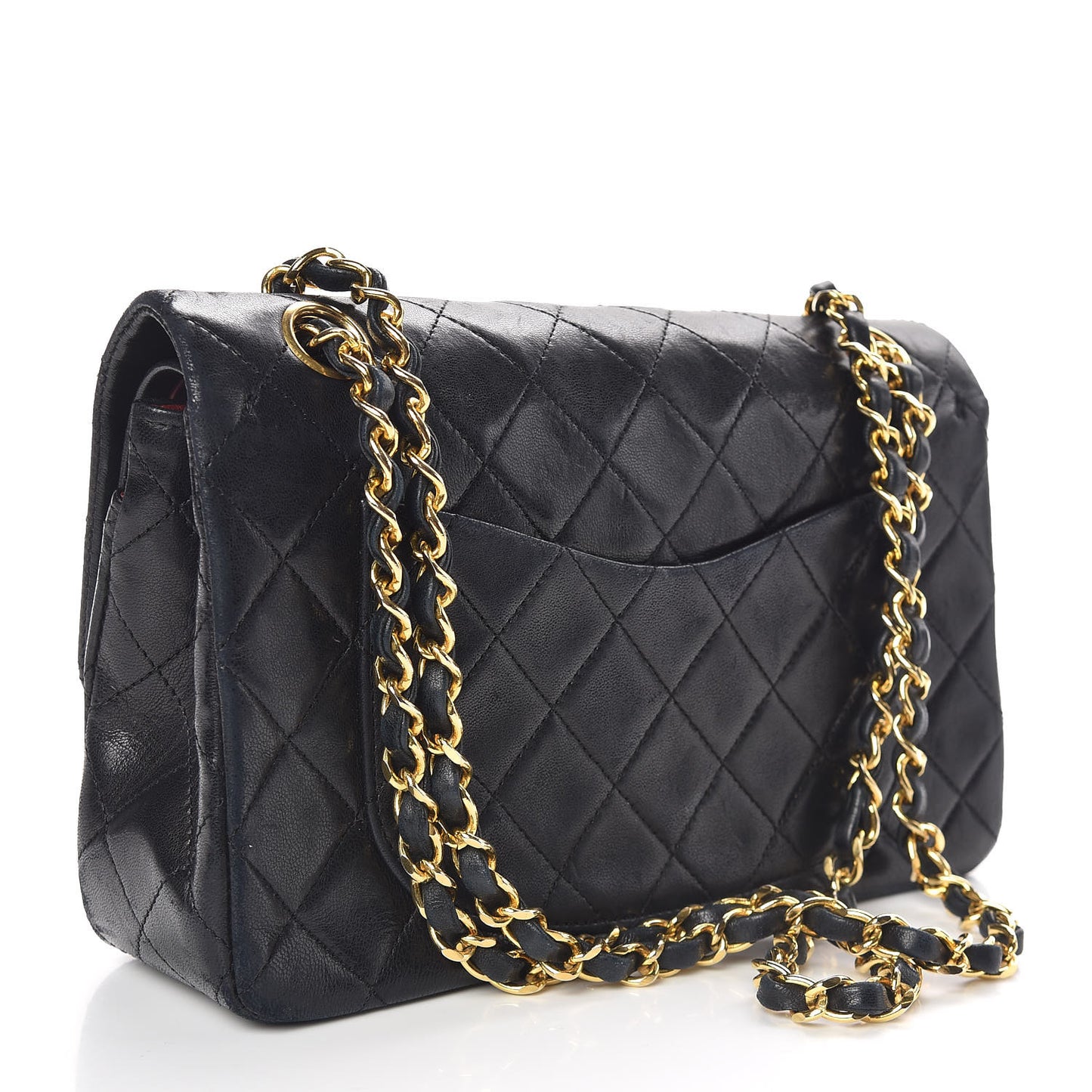 Lambskin Quilted Small Double Flap Black