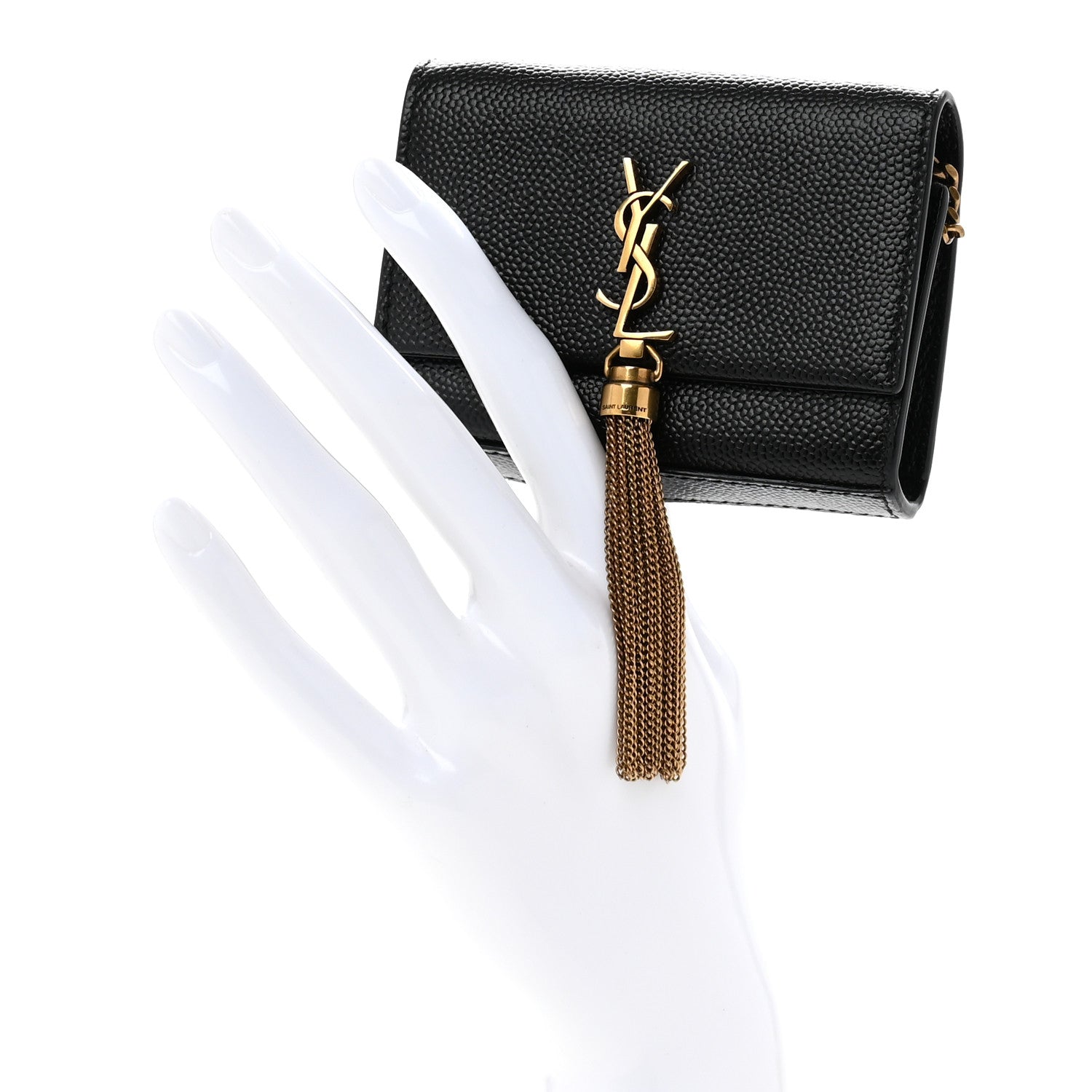 Saint Laurent Grain De Poudre Micro Classic Monogram Kate Tassel Airpods Bag Black 2 of 10