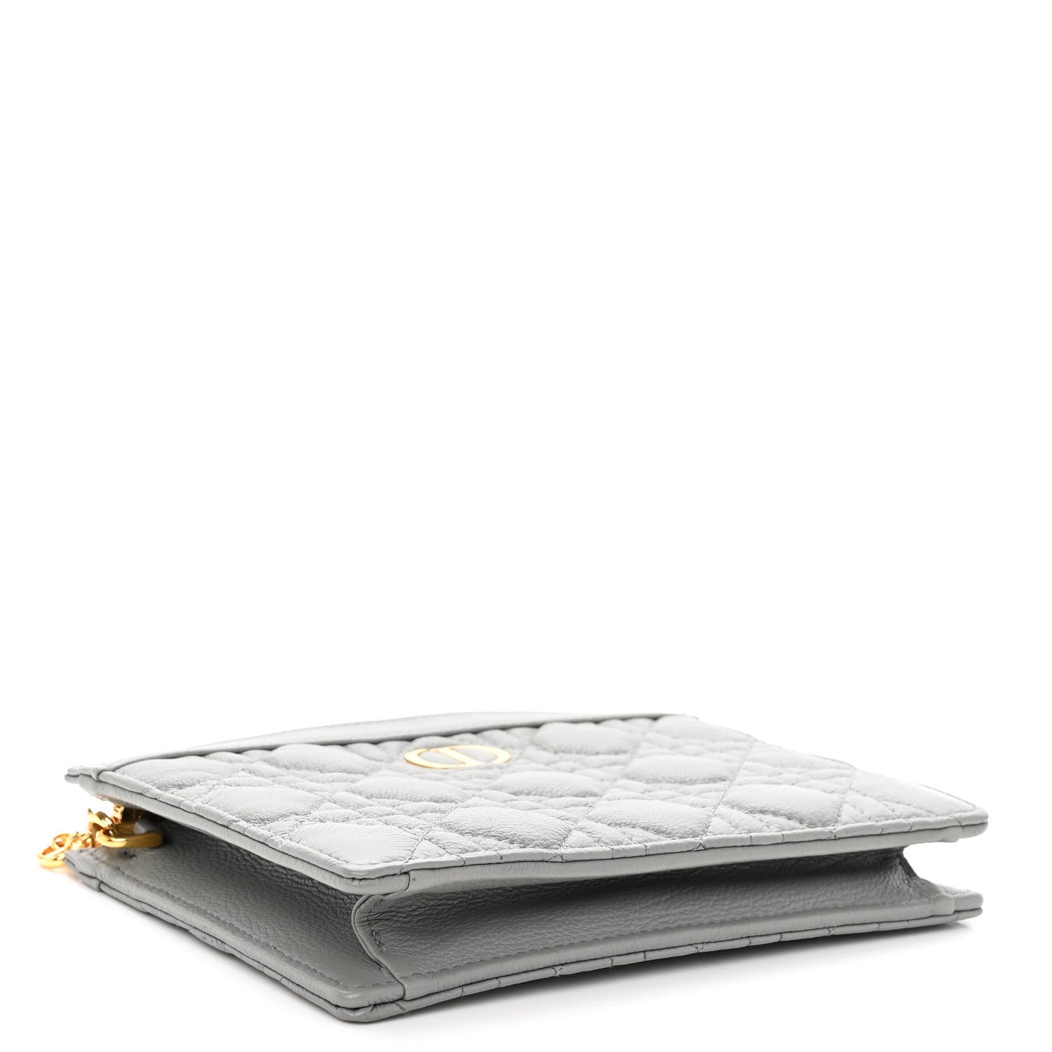 Christian Dior Calfskin Cannage Caro Zipped Pouch With Chain Grey 5 of 12