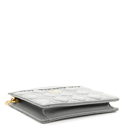 Christian Dior Calfskin Cannage Caro Zipped Pouch With Chain Grey 5 of 12