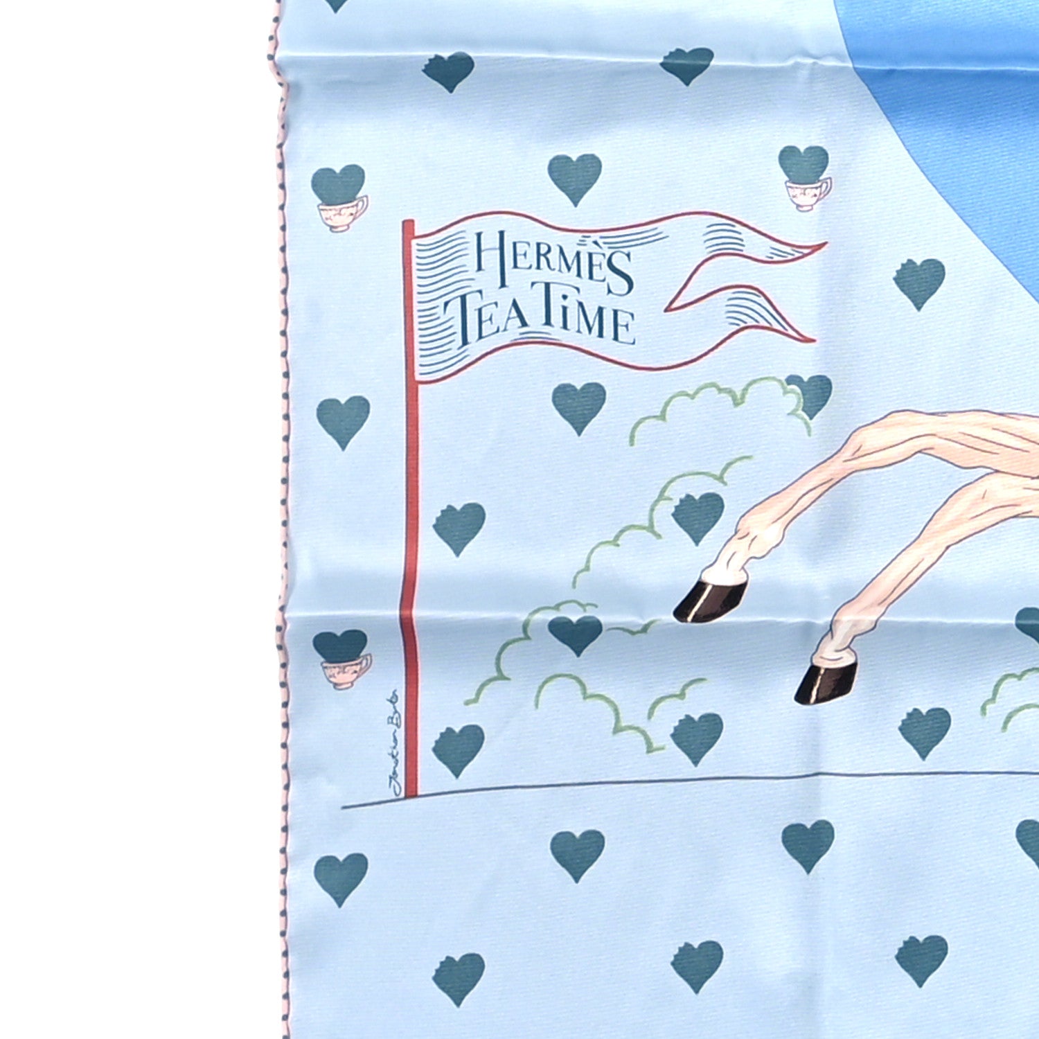 Hermes Silk Tea Time Scarf 70 Bleu Ciel Bleu Azur 2 of 3