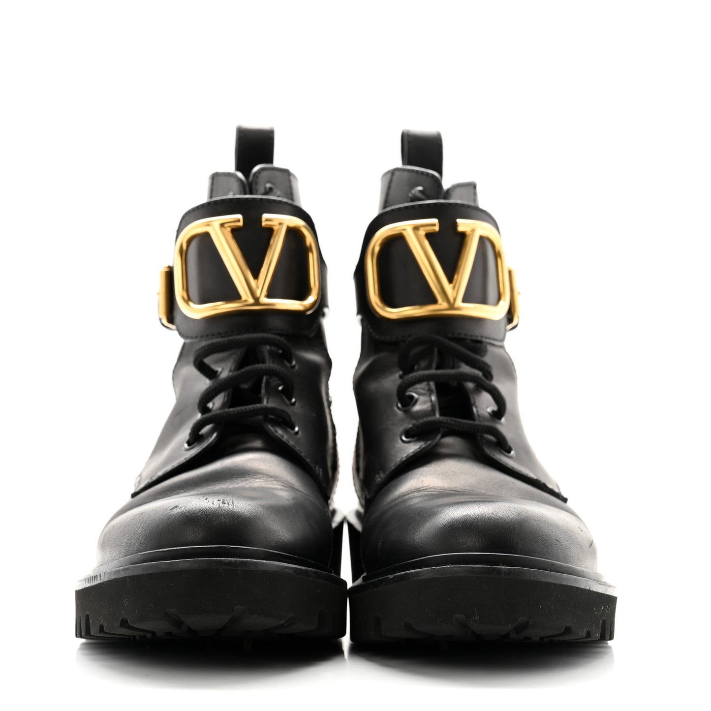 Calfskin Womens VLOGO 35mm Combat Boots 38.5 Black