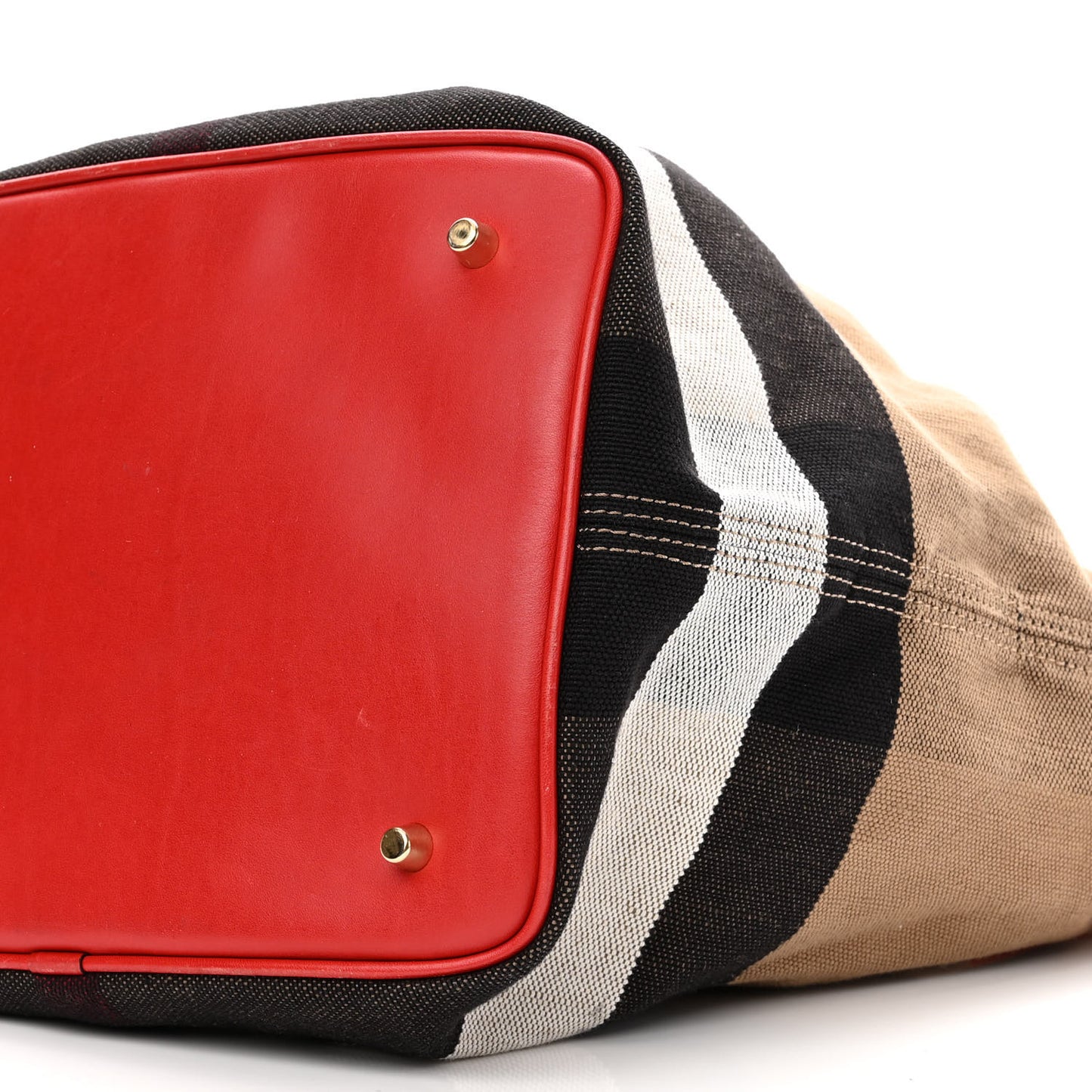 Canvas Mega Check Medium Ashby Bucket Bag Red