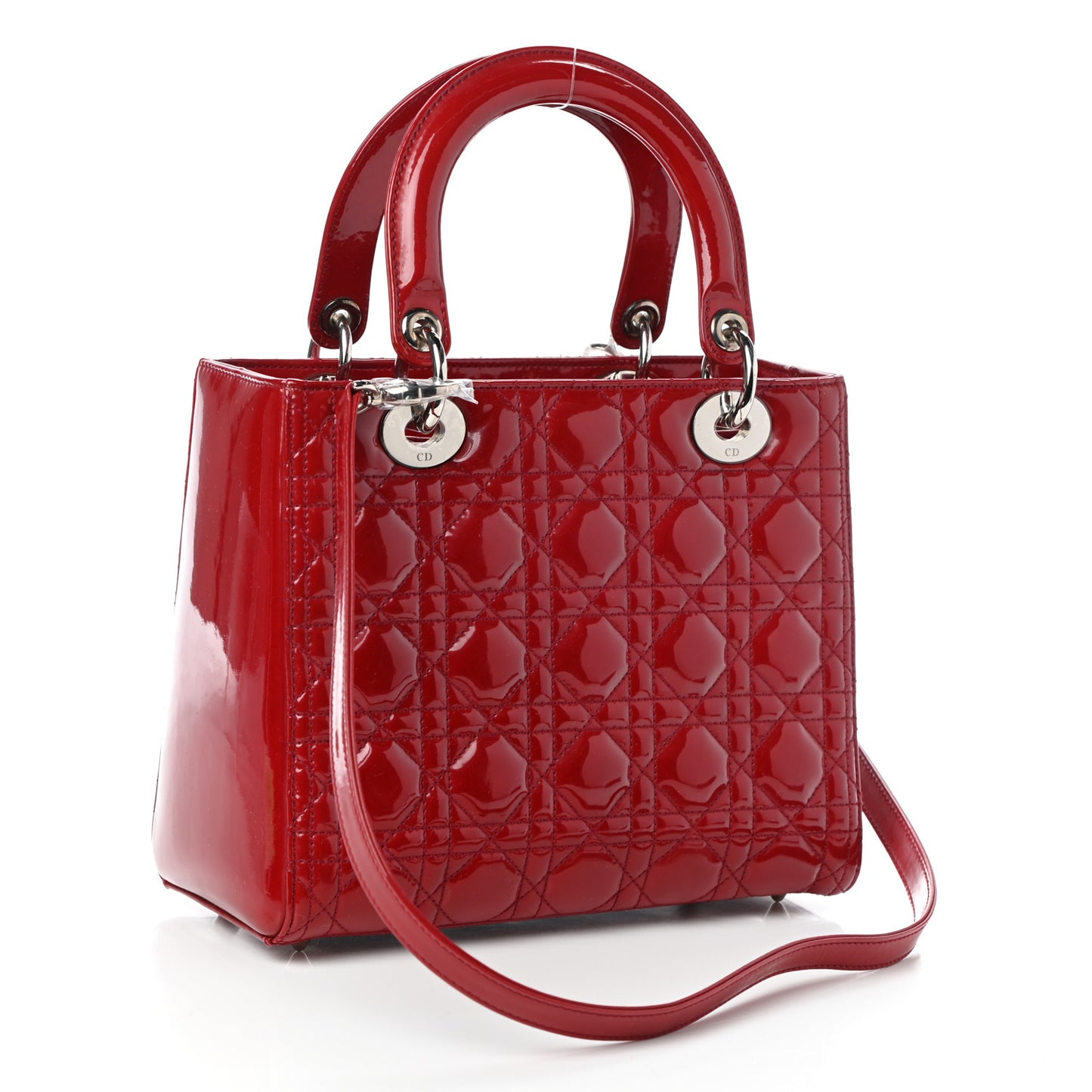 Patent Cannage Medium Lady Dior Red
