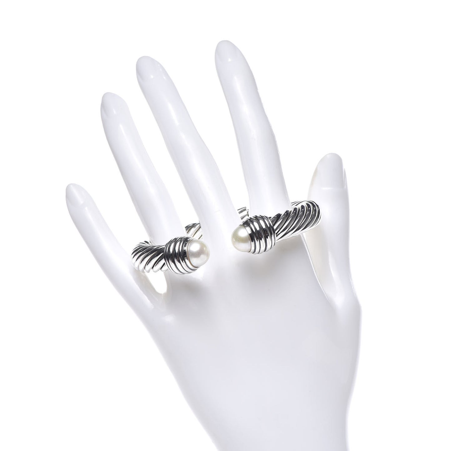 Sterling Silver Pearl 10mm Cable Classics Hinged Bracelet