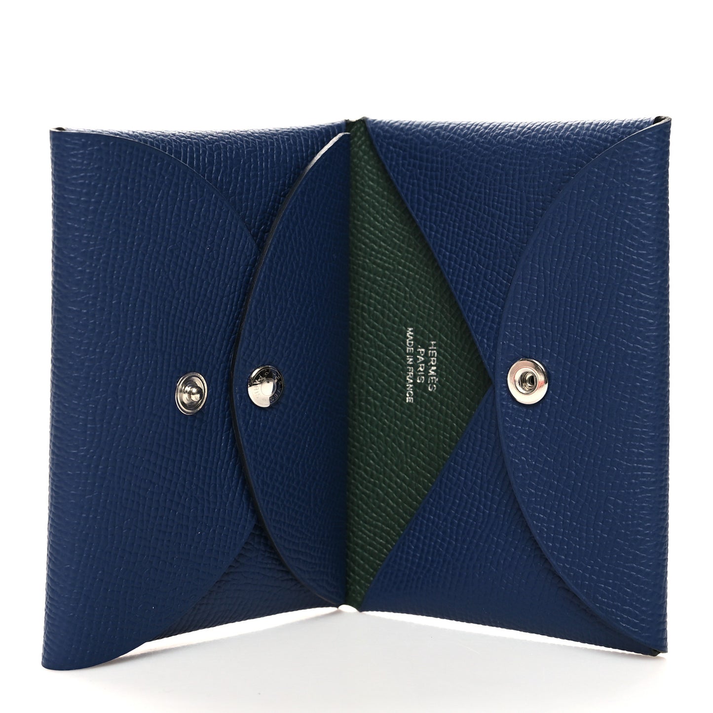 Epsom Verso Calvi Duo Card Case Bleu Saphir Vert Cypress