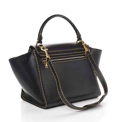 Celine Smooth Calfskin Yellow Stitching Medium Trapeze Black 3 of 9