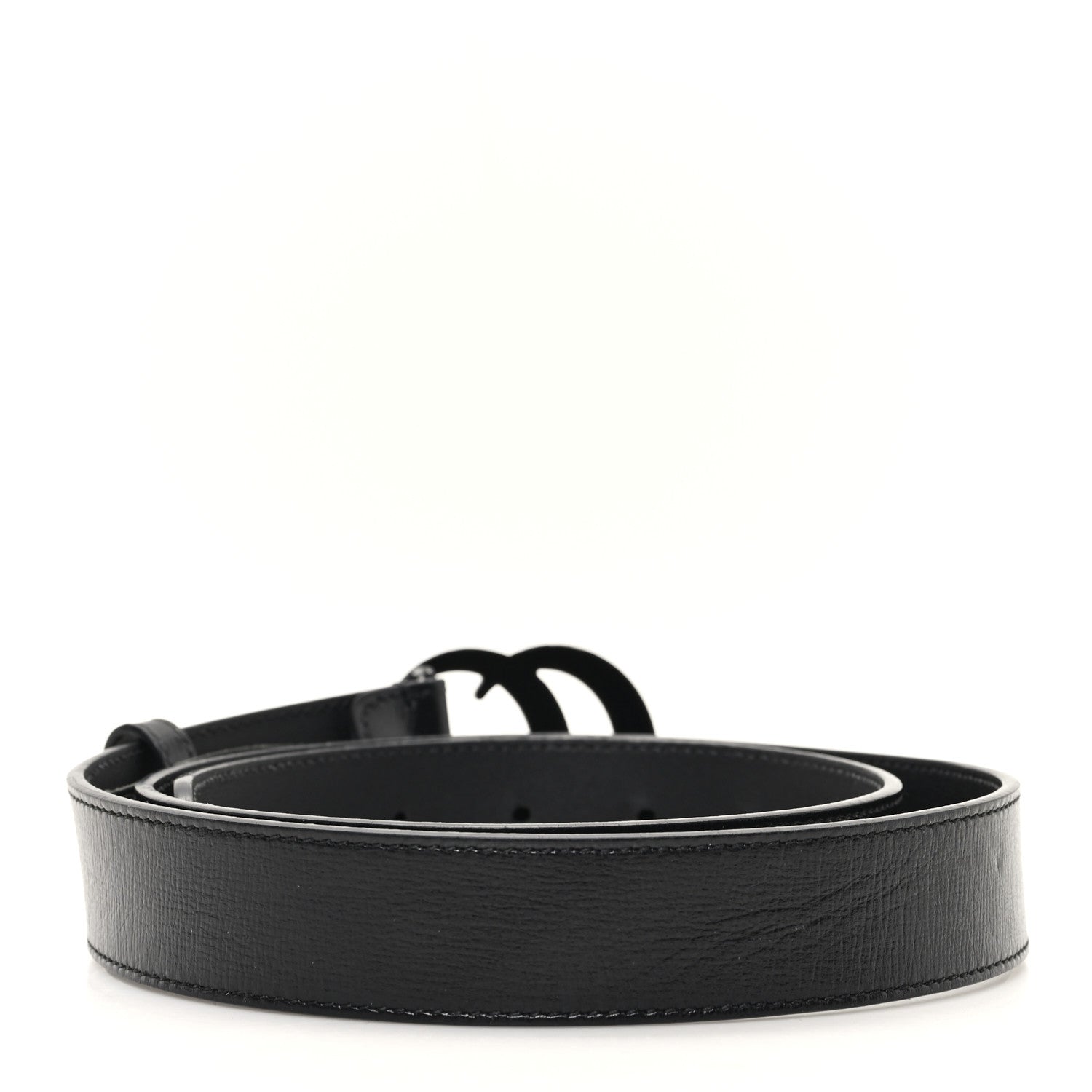 Gucci Azalea Calfskin Enamel Monochrome Double G 30mm Belt 90 36 Black 2 of 5