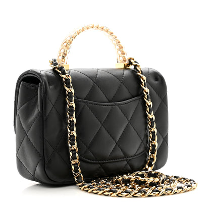 Chanel Lambskin Quilted Resin Top Handle Mini Flap Black 3 of 11
