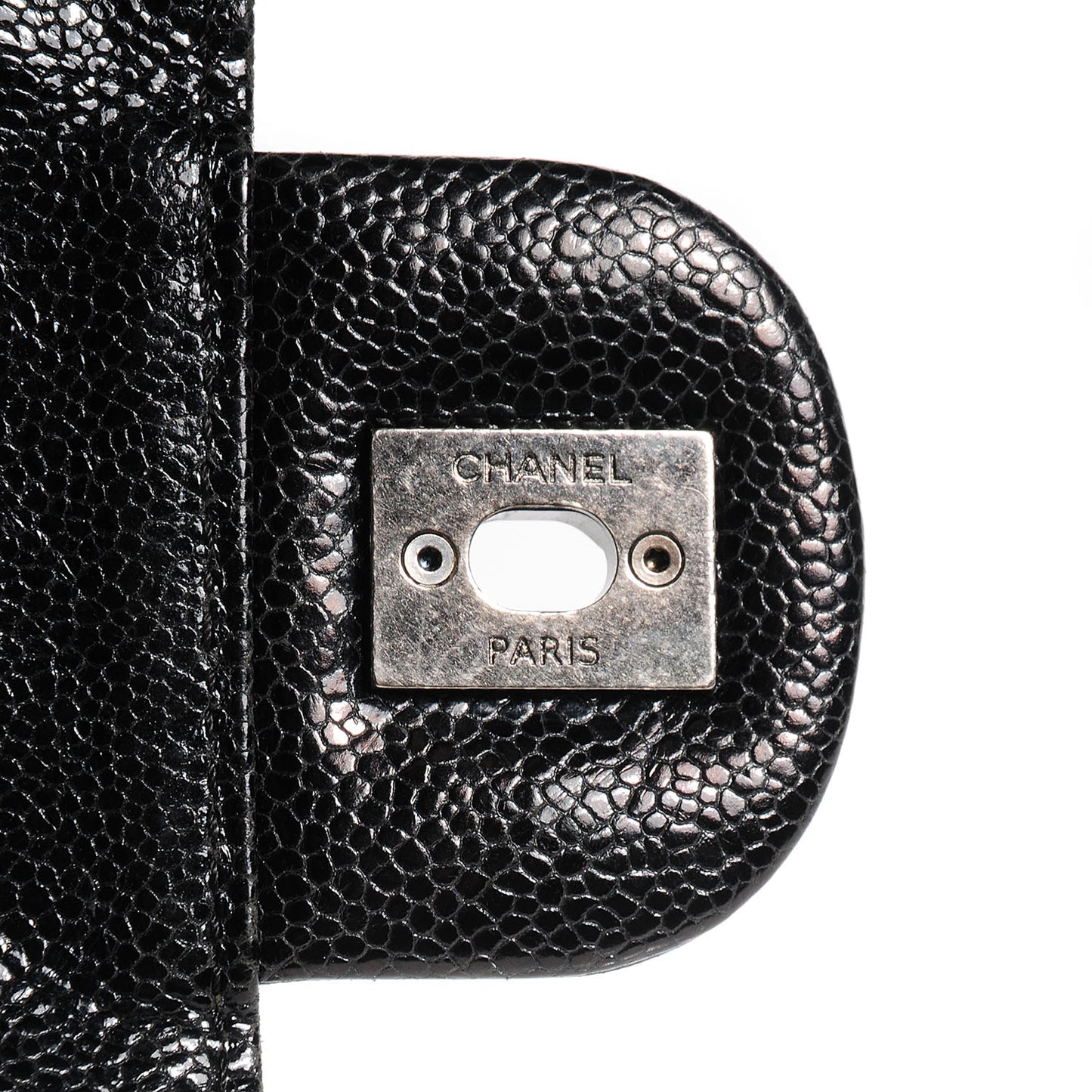 Crumpled Grained Calfskin CC Crave Jumbo Flap Black