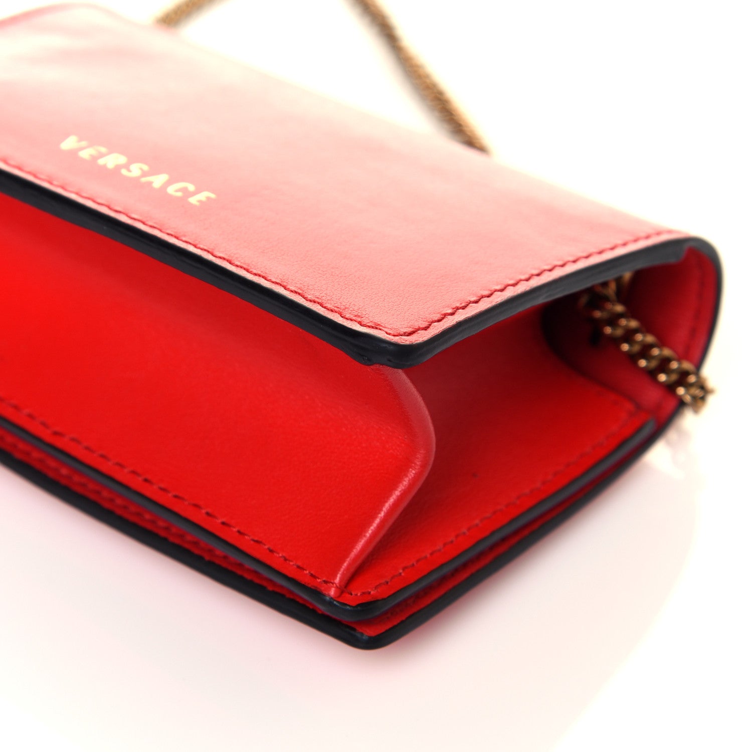 Versace Vitello Mini Virtus Chain Clutch Red 11 of 13