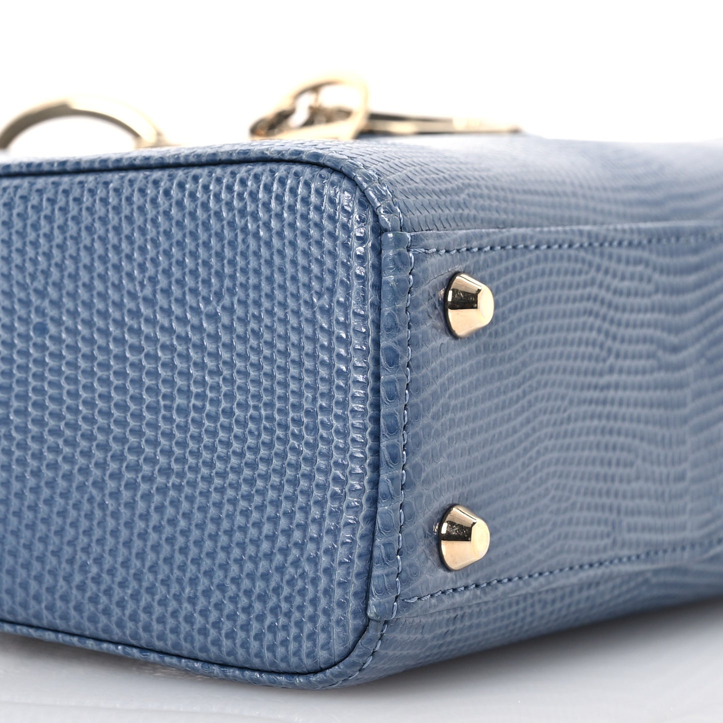 Lizard Mini Lady Dior Blue