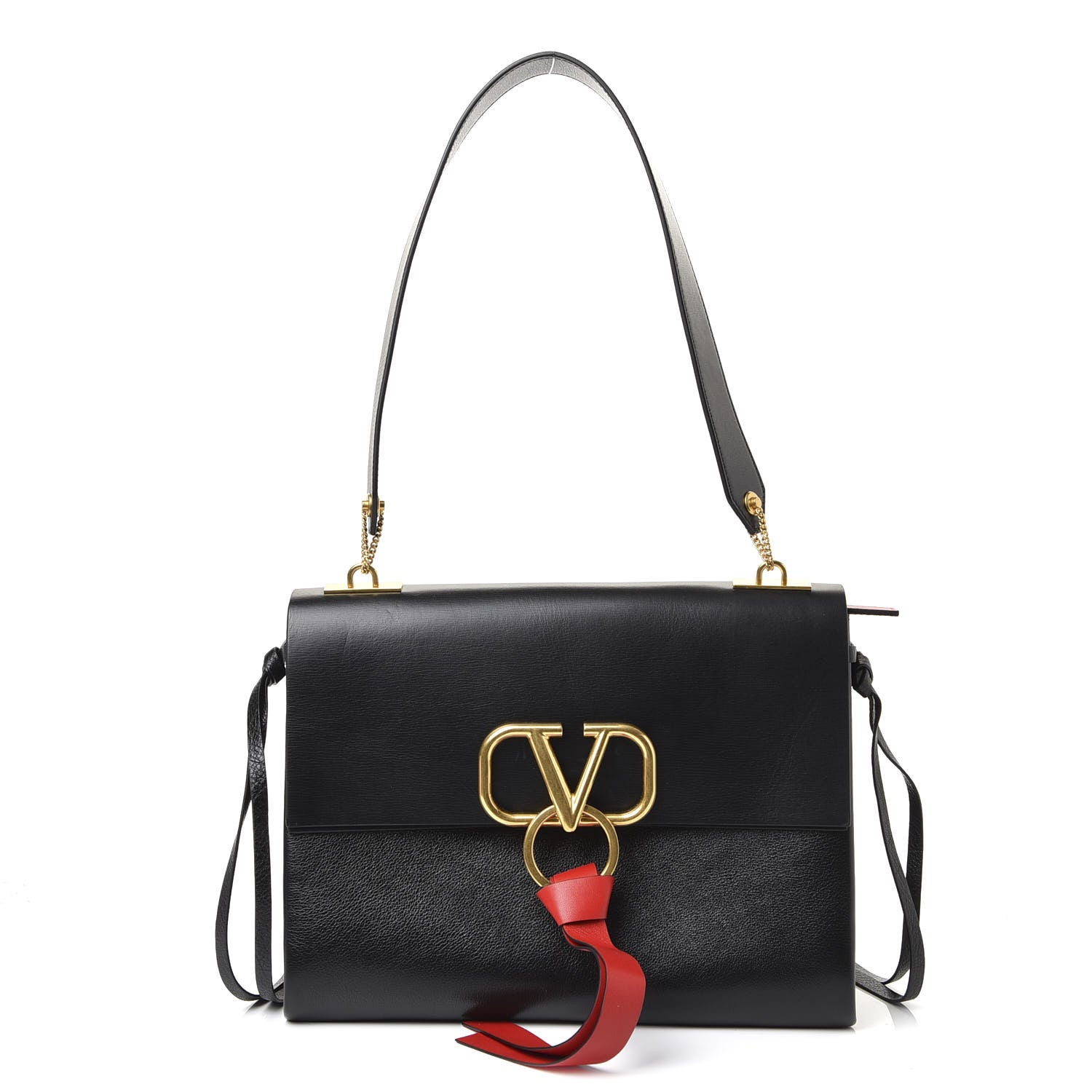 Valentino Garavani Smooth Calfskin Medium Vring Shoulder Bag Black 1 of 8
