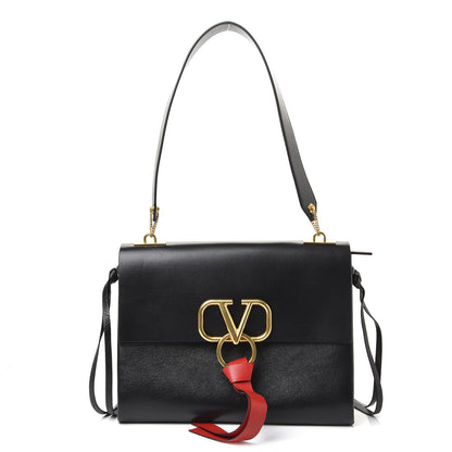 Valentino Garavani Smooth Calfskin Medium Vring Shoulder Bag Black 1 of 8