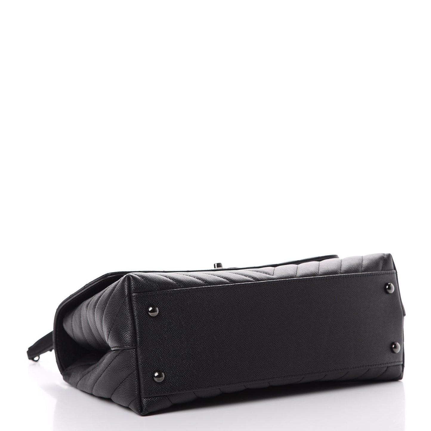 Caviar Chevron Quilted Small Coco Handle Flap So Black