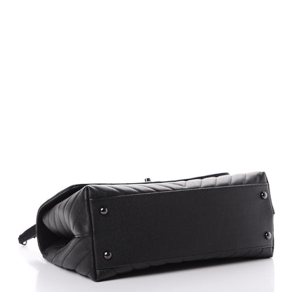 Chanel Caviar Chevron Quilted Small Coco Handle Flap So Black 3 of 11