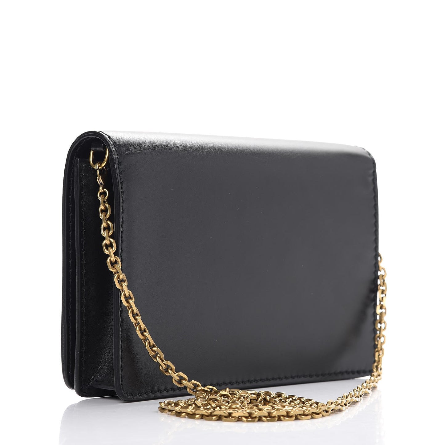 Calfskin J'Adior Wallet on Chain Pouch Black
