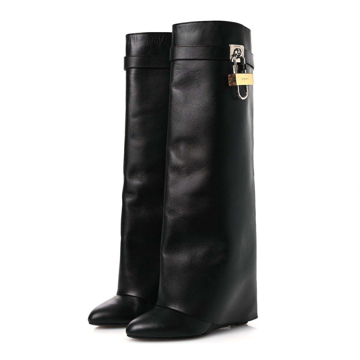 Calfskin Shark Lock Pant Boots 37 Black