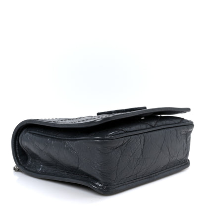 Saint Laurent Crinkled Calfskin Matelasse Monogram Niki Chain Wallet Dark Smog 3 of 9