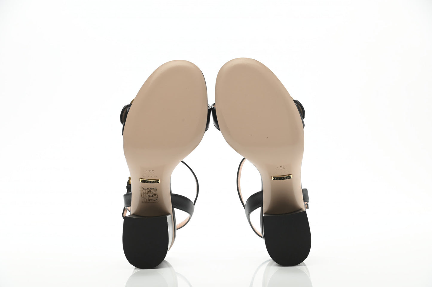 Lifford Calfskin GG Marmont Ankle Wrap 75mm Sandals 36.5 Black