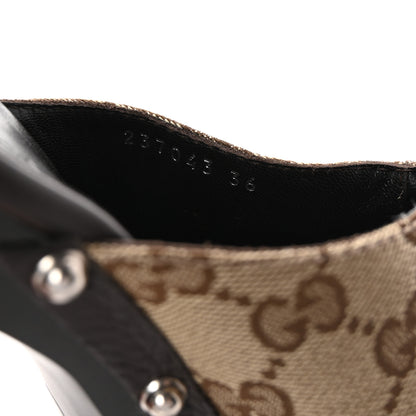 Gucci Monogram Cellarius Soft Calfskin Icon Bit Platform Clog High Heel Slide Sandals 36 Beige Ebony Cocoa 9 of 10