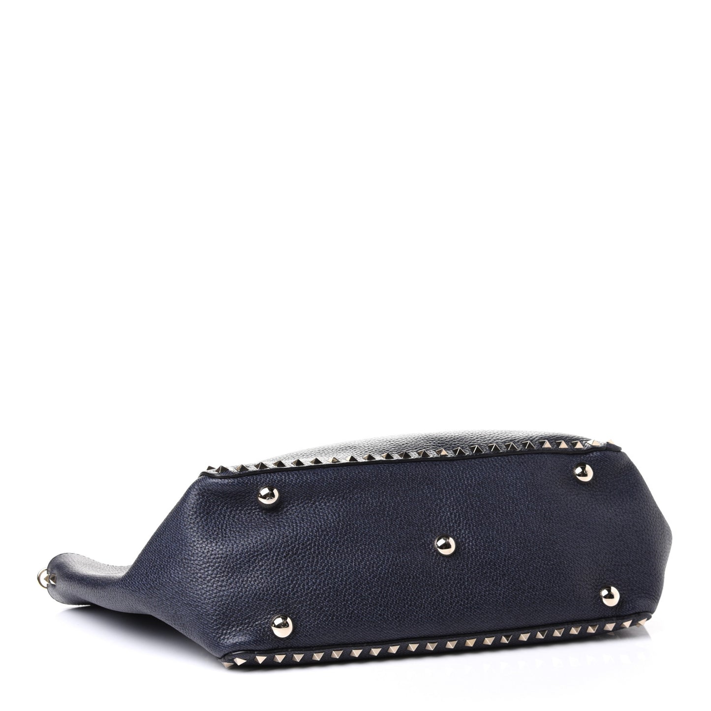 Pebbled Calfskin Medium Rockstud Tote Deep Denim
