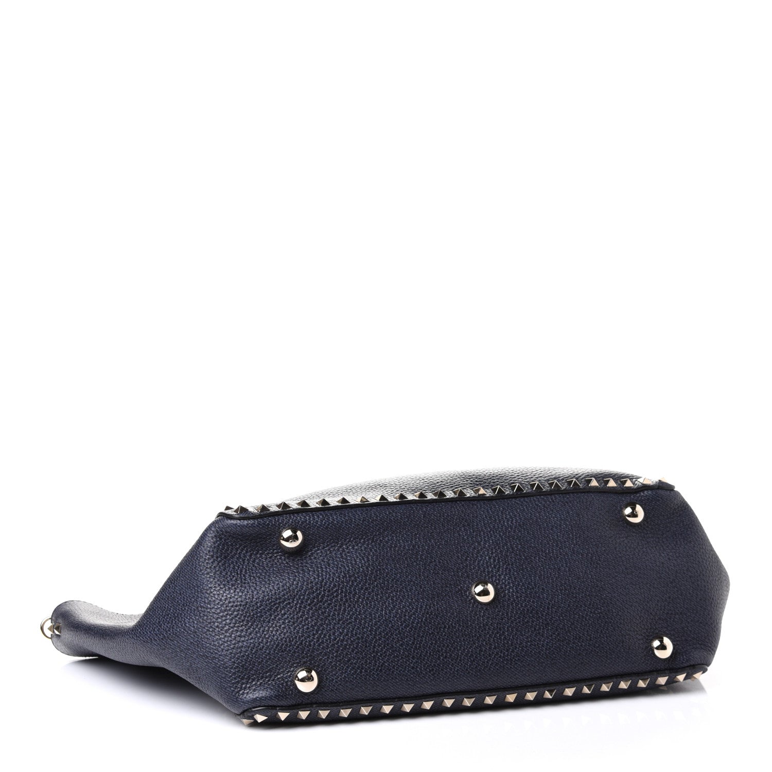 Valentino Garavani Pebbled Calfskin Medium Rockstud Tote Deep Denim 3 of 4