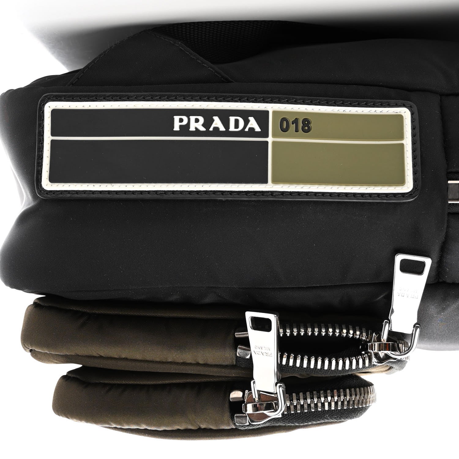 Prada Nylon Medium Boxy Backpack Black Olive 9 of 9