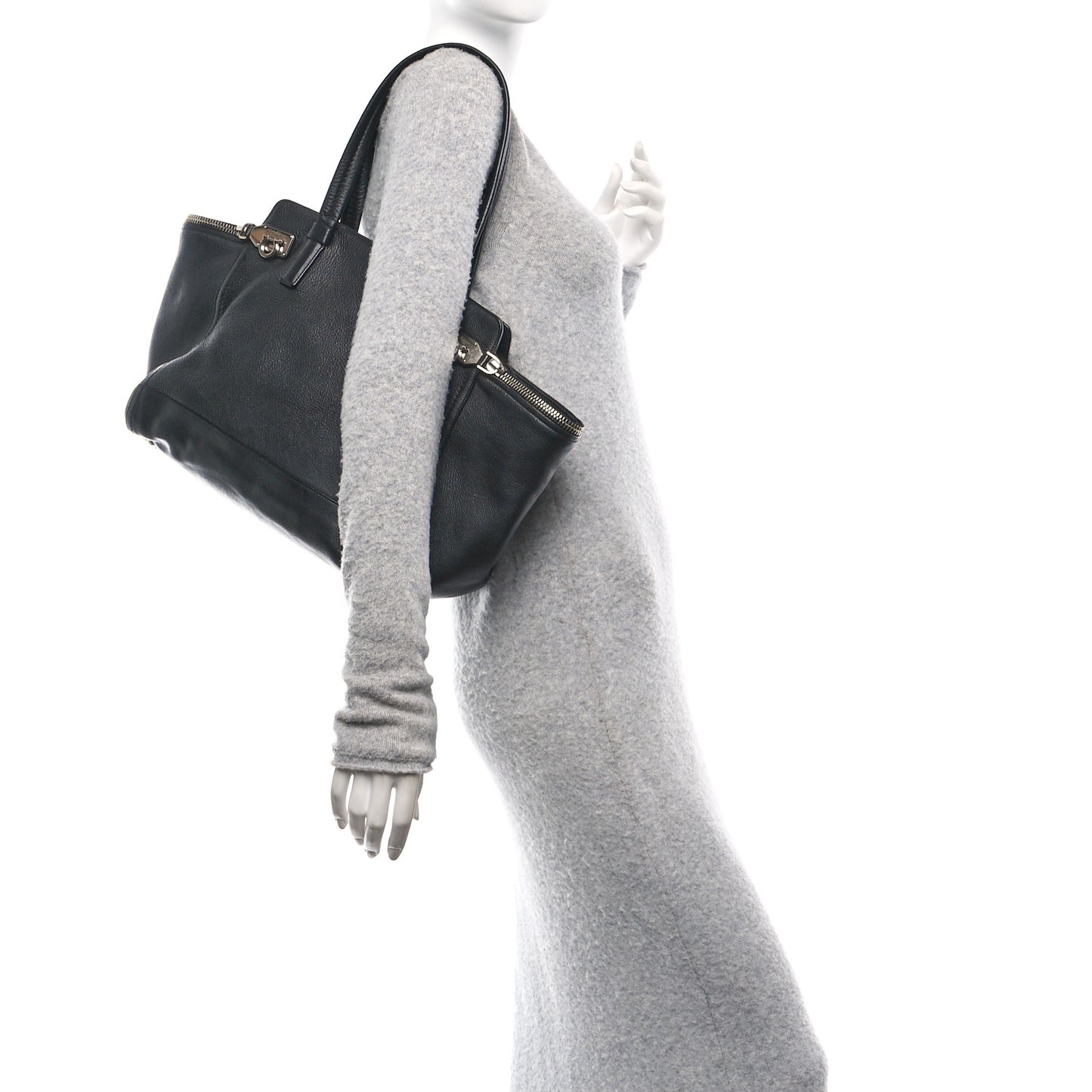 Calfskin Medium Verve Double Zip Tote Black