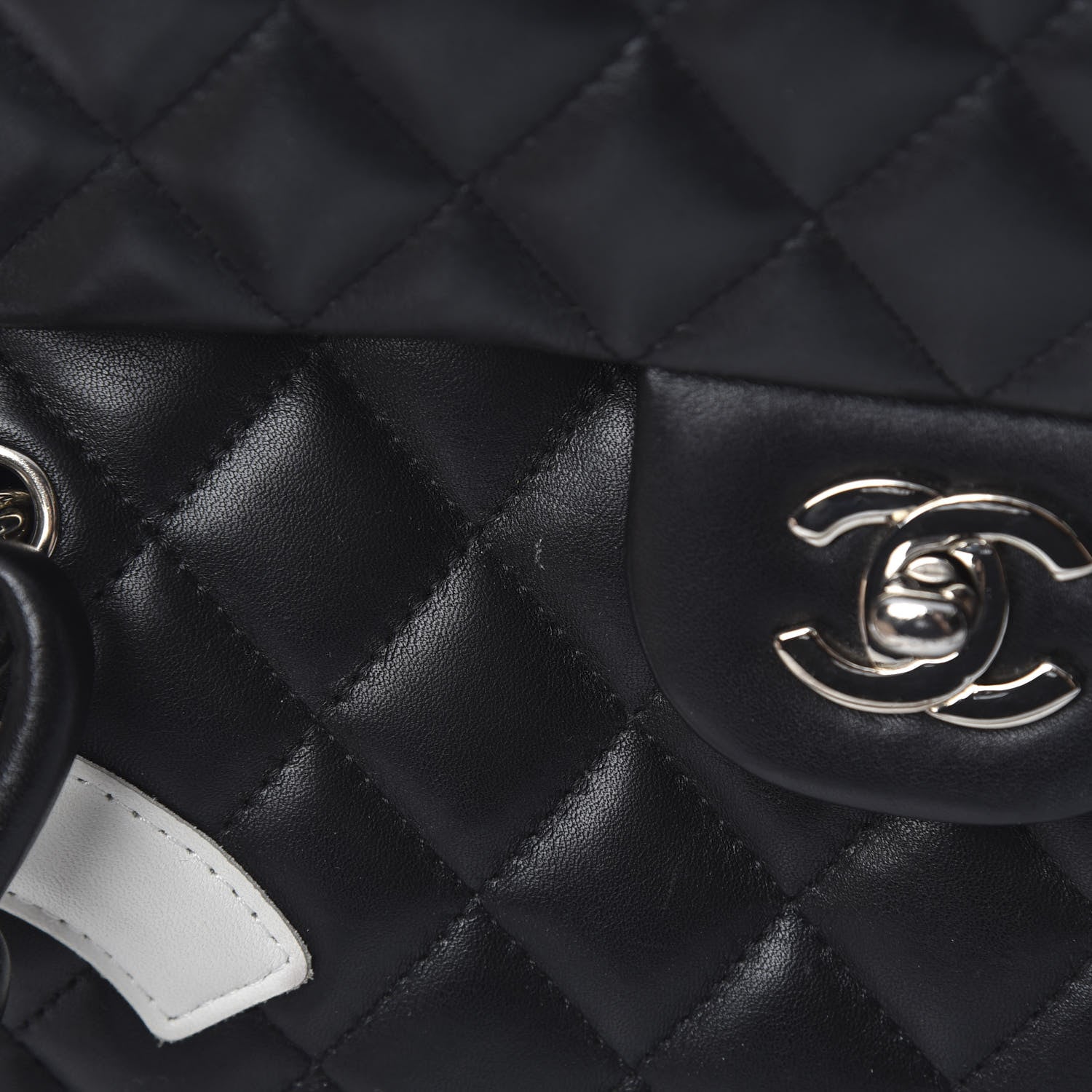 Chanel Calfskin Quilted Large Cambon Flap Black White 13 of 14